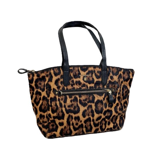Michael Kors Leopard Nylon Kelsey Tote Bag Purse - Picture 1 of 13